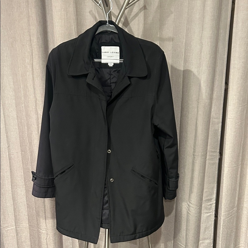 Vintage Larry Levine Black Snap-Front Trench Coat